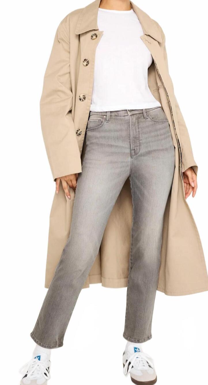 NEW GOOD AMERICAN good curve straight jeans in grey